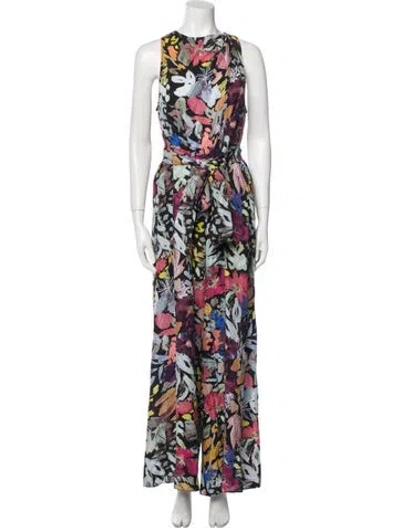 Pre-owned Ted Baker Printed Cowl Neck Jumpsuit In Neutral