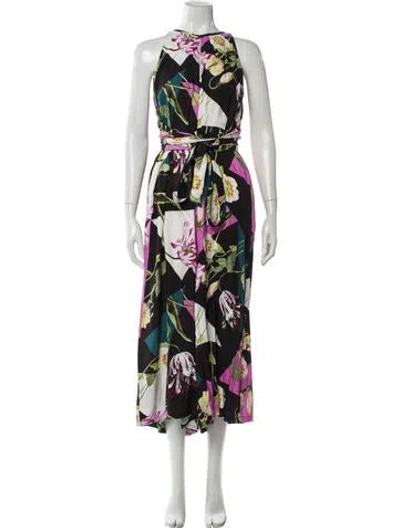 Pre-owned Ted Baker Printed Crew Neck Jumpsuit In Black