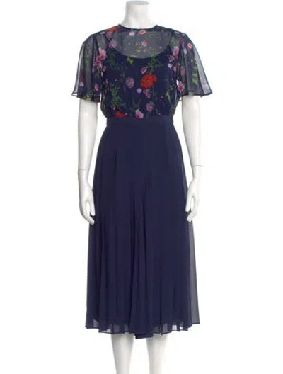 Pre-owned Ted Baker Printed Crew Neck Jumpsuit In Blue