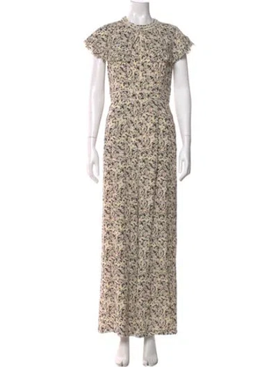 Pre-owned Ted Baker Printed Crew Neck Jumpsuit W/ Tags In Neutral