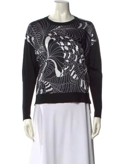 Pre-owned Ted Baker Printed Crew Neck Sweater In Black