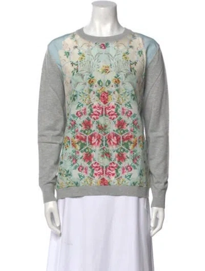 Pre-owned Ted Baker Printed Crew Neck Sweater In Gray