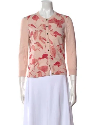 Pre-owned Ted Baker Printed Crew Neck Sweater In Pink