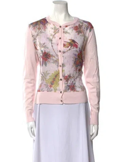 Pre-owned Ted Baker Printed Crew Neck Sweater In Pink