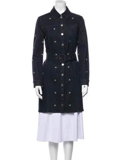 Pre-owned Ted Baker Printed Denim Jacket In Blue