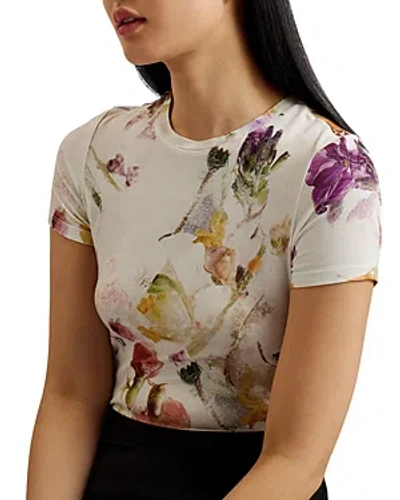 Ted Baker Printed Fitted Tee In White