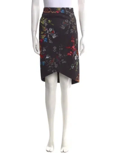 Pre-owned Ted Baker Printed Knee Length Skirt In Black