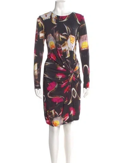 Pre-owned Ted Baker Printed Knee-length Dress In Black