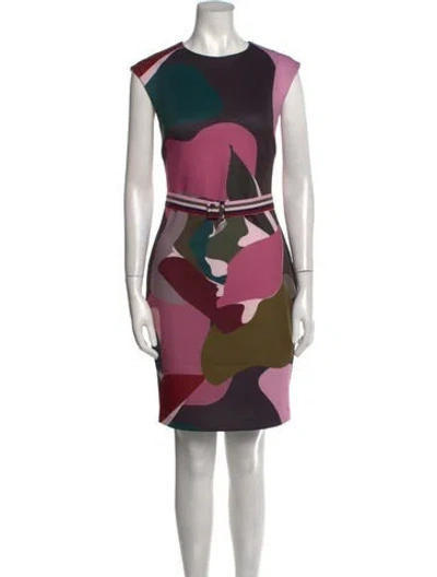 Pre-owned Ted Baker Printed Knee-length Dress In Black