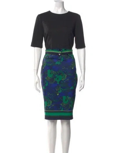 Pre-owned Ted Baker Printed Knee-length Dress In Black
