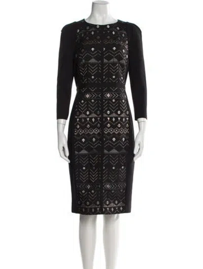 Pre-owned Ted Baker Printed Knee-length Dress In Black
