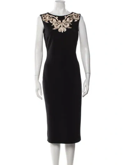 Pre-owned Ted Baker Printed Knee-length Dress In Black
