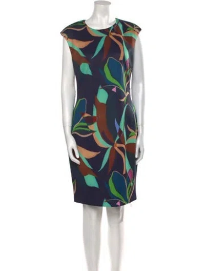 Pre-owned Ted Baker Printed Knee-length Dress In Blue