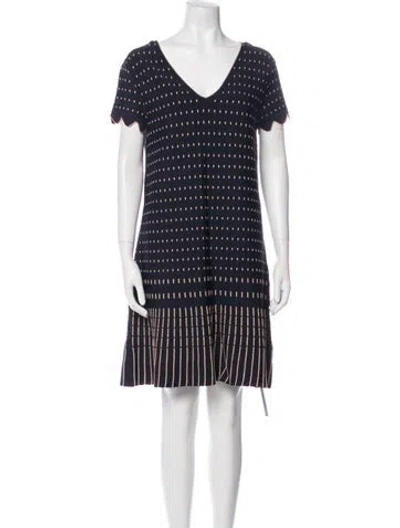 Pre-owned Ted Baker Printed Knee-length Dress In Blue