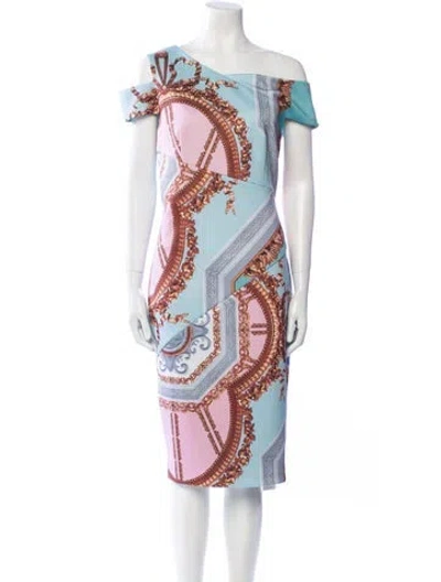 Pre-owned Ted Baker Printed Knee-length Dress In Blue