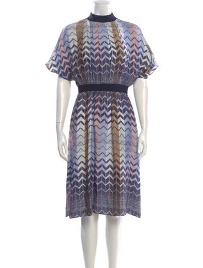 Pre-owned Ted Baker Printed Knee-length Dress In Blue