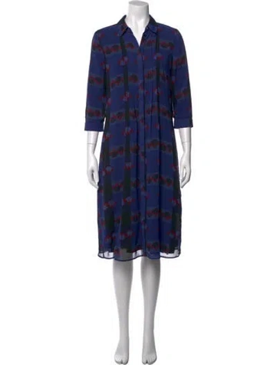 Pre-owned Ted Baker Printed Knee-length Dress In Blue