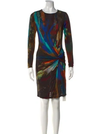 Pre-owned Ted Baker Printed Knee-length Dress In Brown