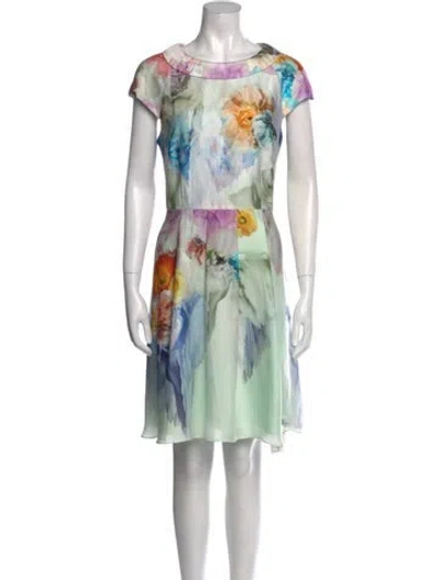 Pre-owned Ted Baker Printed Knee-length Dress In Green