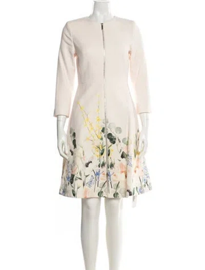 Pre-owned Ted Baker Printed Knee-length Dress In Green