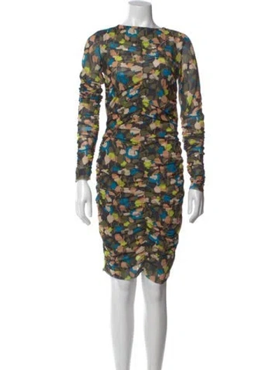 Pre-owned Ted Baker Printed Knee-length Dress In Green