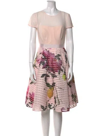 Pre-owned Ted Baker Printed Knee-length Dress In Pink
