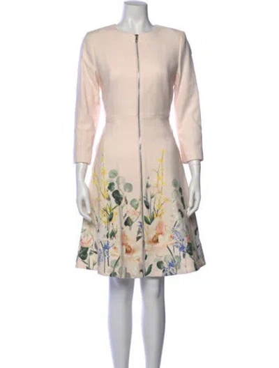Pre-owned Ted Baker Printed Knee-length Dress In Pink