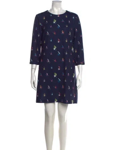 Pre-owned Ted Baker Printed Knee-length Dress W/ Tags In Blue