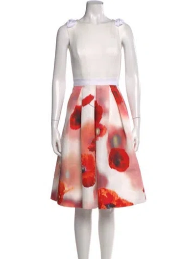 Pre-owned Ted Baker Printed Knee-length Dress In White