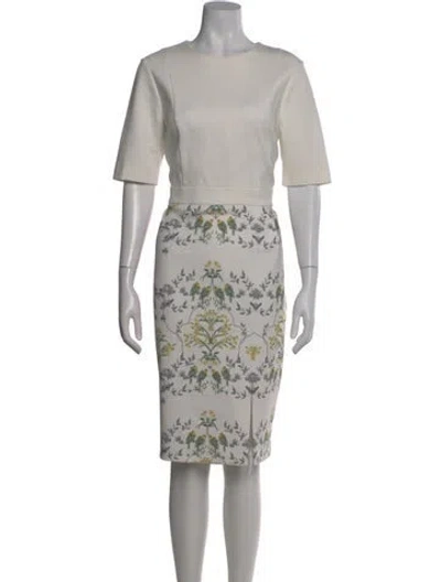Pre-owned Ted Baker Printed Knee-length Dress In White