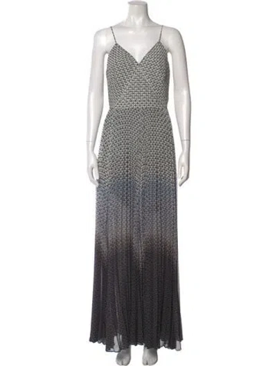 Pre-owned Ted Baker Printed Long Dress In Black