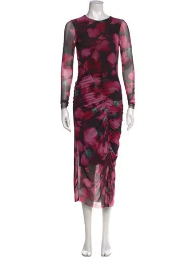 Pre-owned Ted Baker Printed Long Dress In Black