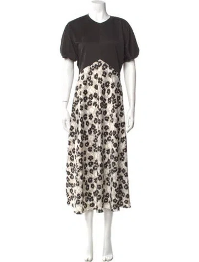 Pre-owned Ted Baker Printed Long Dress In Black