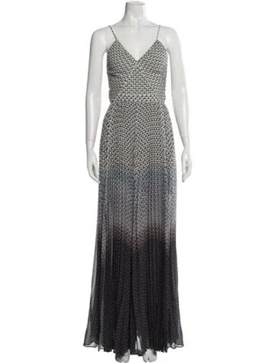 Pre-owned Ted Baker Printed Long Dress In Black