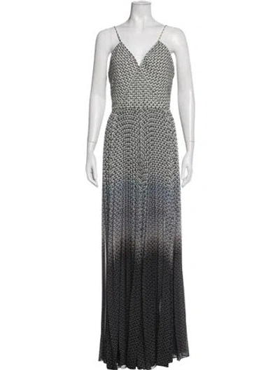 Pre-owned Ted Baker Printed Long Dress In Black