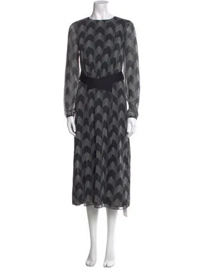 Pre-owned Ted Baker Printed Long Dress In Black/metallic