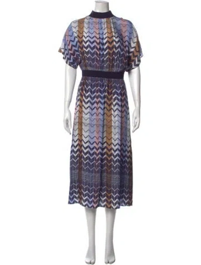 Pre-owned Ted Baker Printed Long Dress In Blue