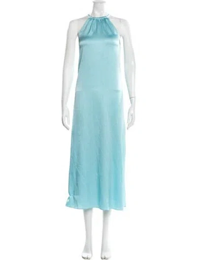 Pre-owned Ted Baker Printed Long Dress In Blue