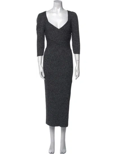 Pre-owned Ted Baker Printed Long Dress In Gray