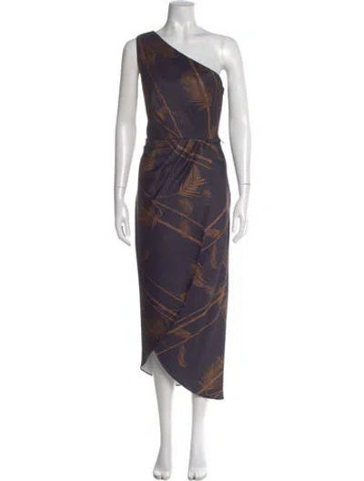 Pre-owned Ted Baker Printed Long Dress In Gray