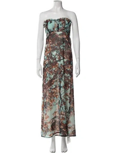 Pre-owned Ted Baker Printed Long Dress In Multi