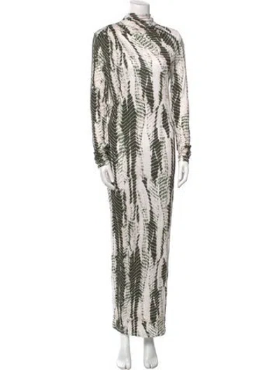 Pre-owned Ted Baker Printed Long Dress In Neutral