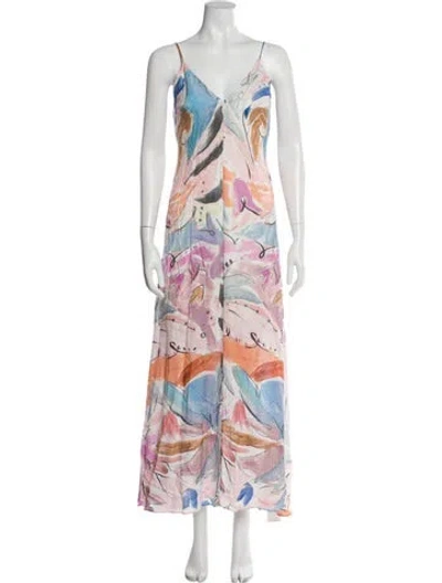 Pre-owned Ted Baker Printed Long Dress In Neutral