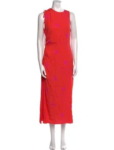 Pre-owned Ted Baker Printed Long Dress In Orange