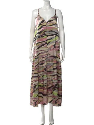 Pre-owned Ted Baker Printed Long Dress In Pink