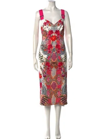 Pre-owned Ted Baker Printed Long Dress In Pink