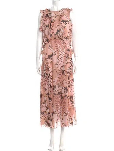 Pre-owned Ted Baker Printed Long Dress In Pink