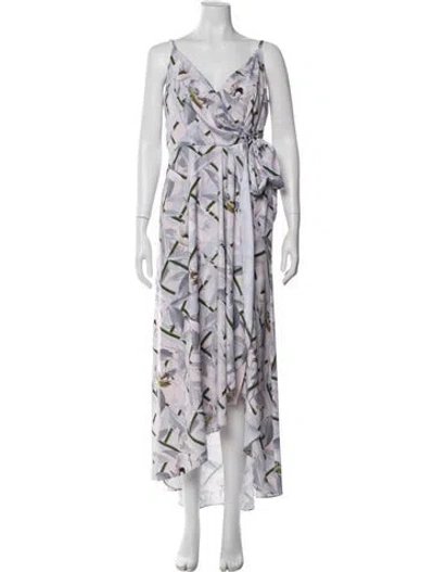 Pre-owned Ted Baker Printed Long Dress In Pink