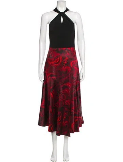 Pre-owned Ted Baker Printed Long Dress In Red
