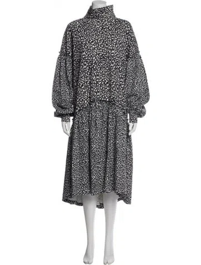 Pre-owned Ted Baker Printed Long Dress W/ Tags In Black